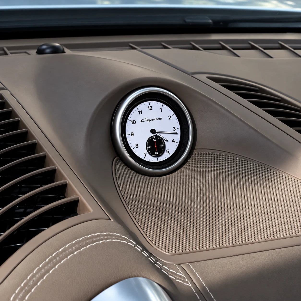 Cayenne dashboard display with Glacier clock