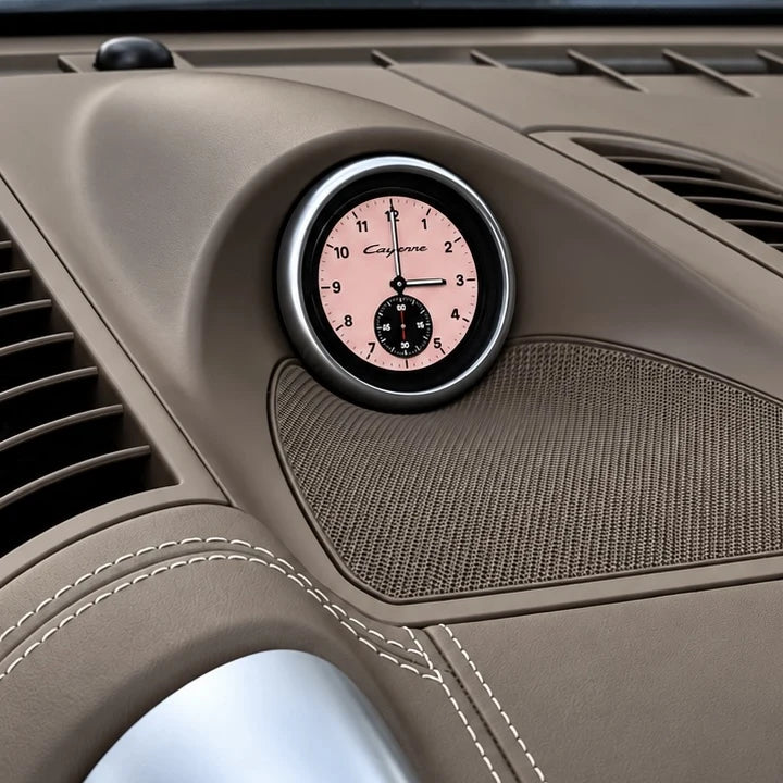 Sandstone clock installed in a Cayenne dashboard